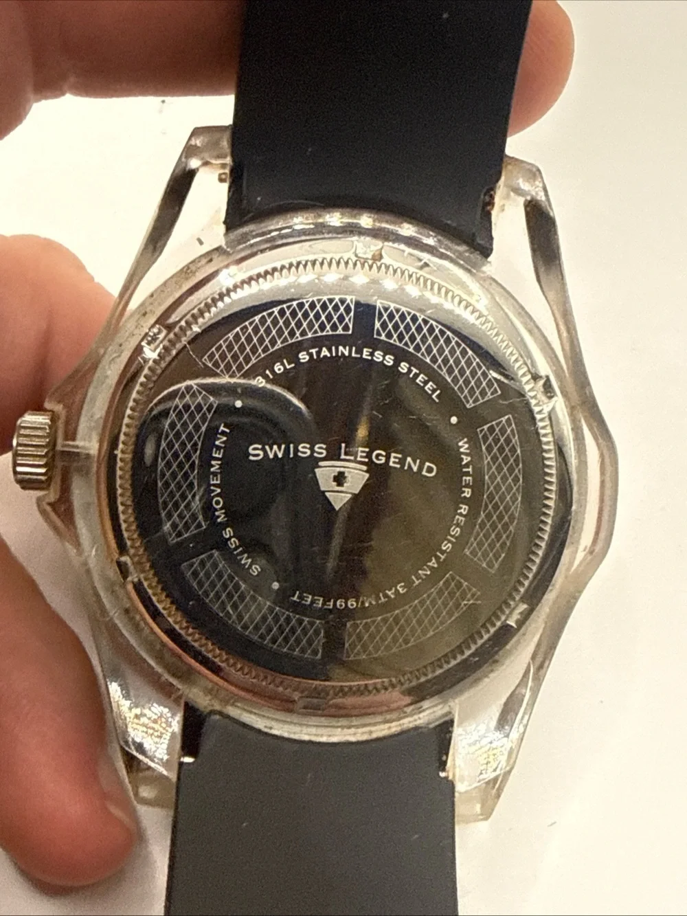 Swiss Legend men's sport watch featuring a vibrant orange dial New Battery!